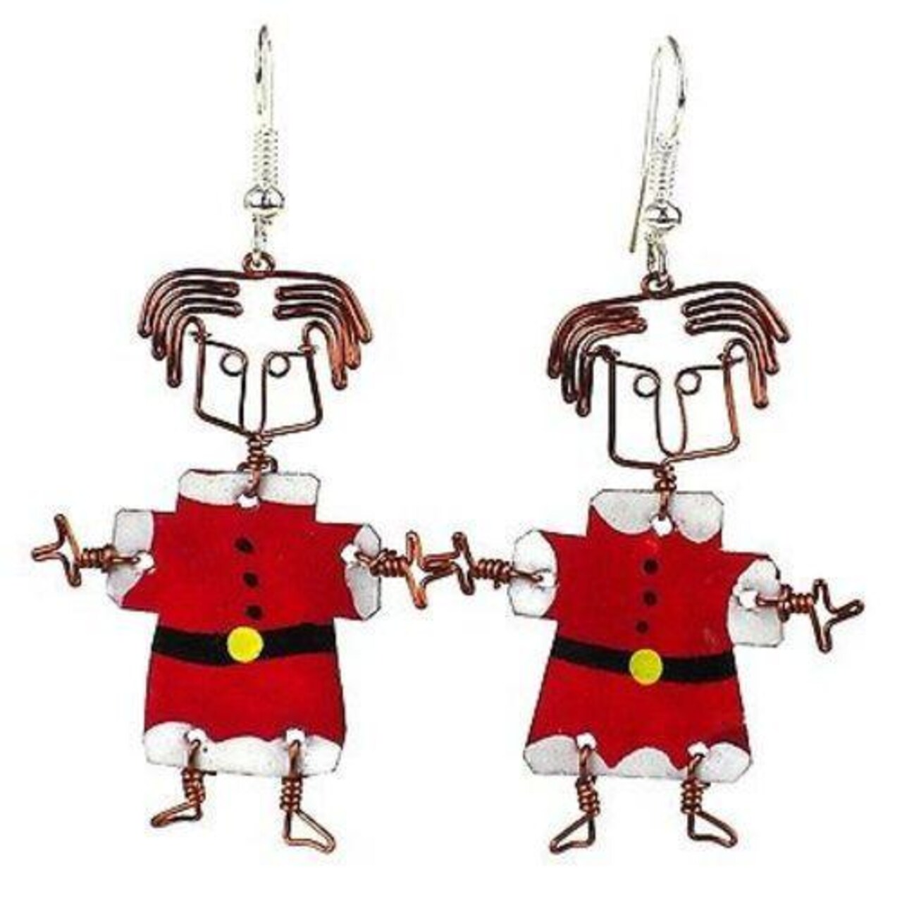 Set of 10 Holiday Santa Girl Earrings Handmade Bottle Cap Jewelry Gift